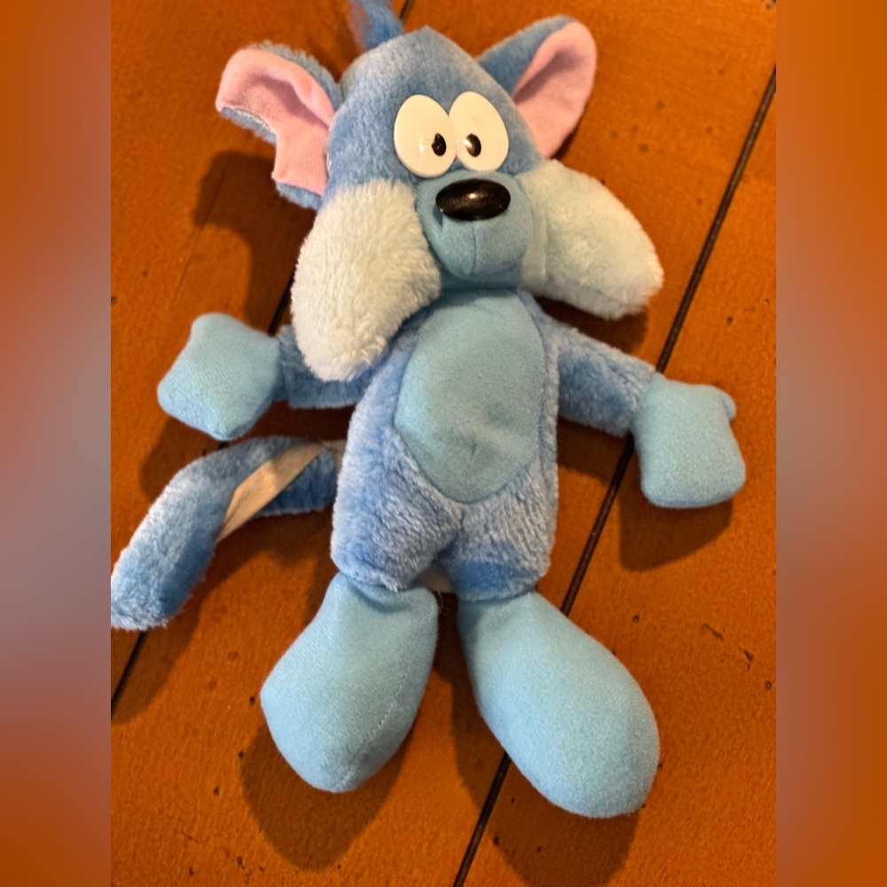 vtg 1990 applause "FURRBALL" plush - blue cat - P1